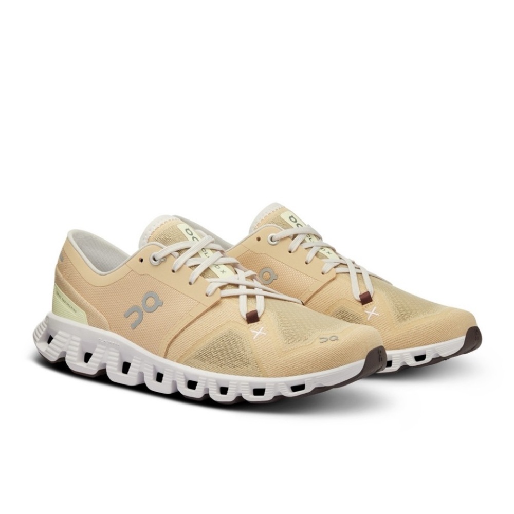 On Women's Cloud X 3 Running Shoes, Savannah/Frost, Size 9 - Picture 3 of 13